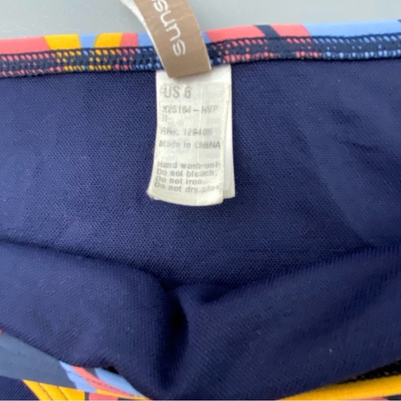 Sunseekers yellow, blue & pink abstract leaf print 2 piece bikini set - Picture 11 of 15